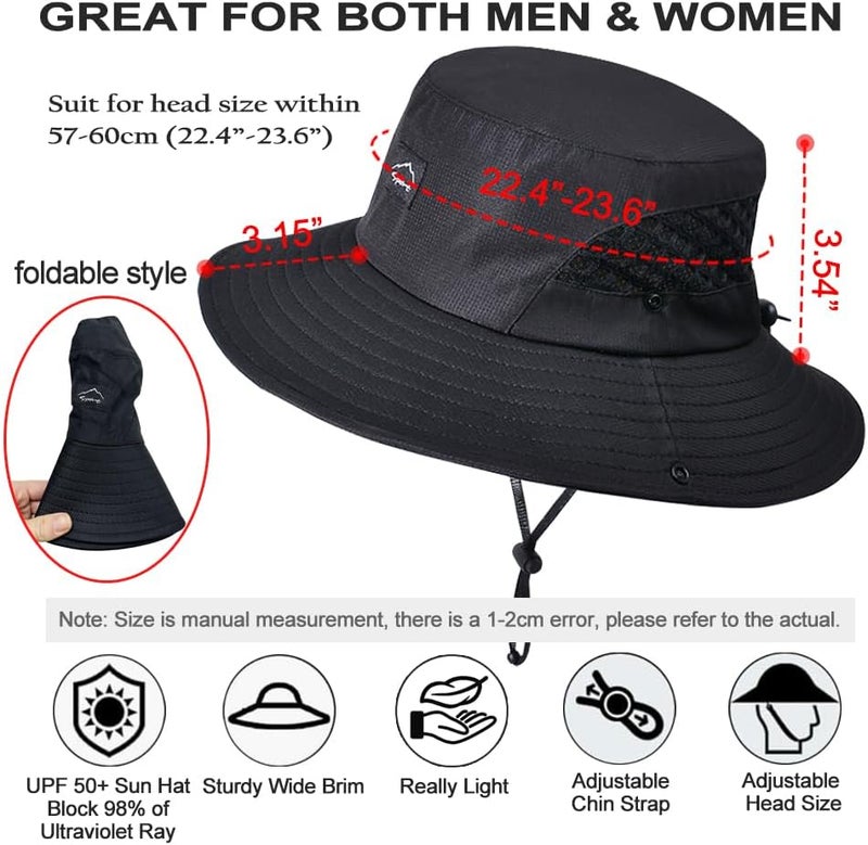 Sireck Fishing Hat, UPF50+ Wide Brim Sun Hat for Men Women, UV Protection Hiking Beach Bucket Hats Summer Safari Hat - Image 2